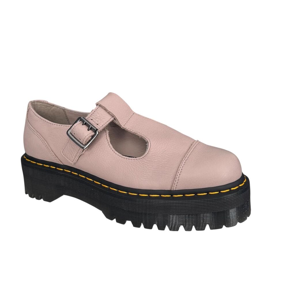 Dr Martens Bethan Pisa Leather‎ Platform Mary Janes Womens 10 Vintage Taupe